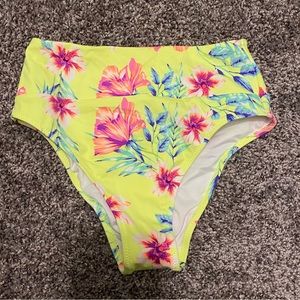 VS PINK Floral High-Waisted Ruched Bikini Bottoms